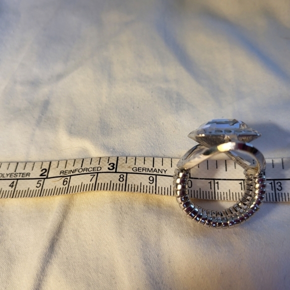 Fifth Avenue Collection " Don't Be Shy" Cocktail Ring Silver and Clear Crystal - Picture 7 of 10